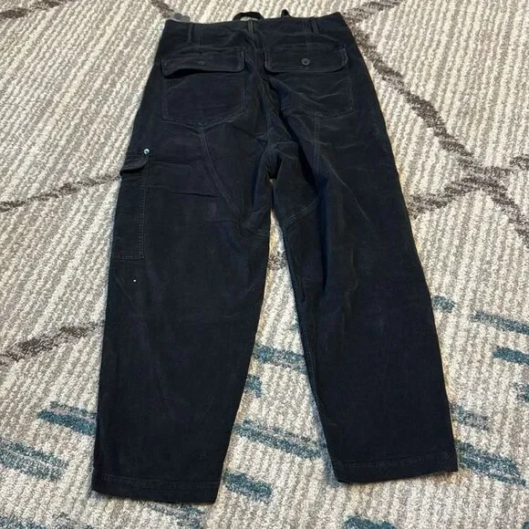 Free People Bay To Breakers Black Corduroy Jeans Pants High Rise Relaxed Fit Sm - Picture 5 of 8